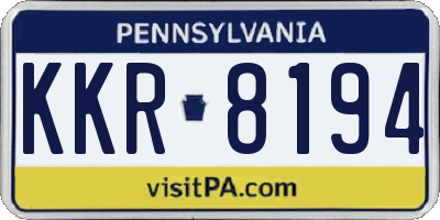 PA license plate KKR8194