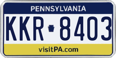 PA license plate KKR8403