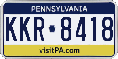 PA license plate KKR8418