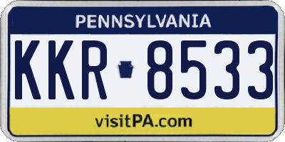 PA license plate KKR8533
