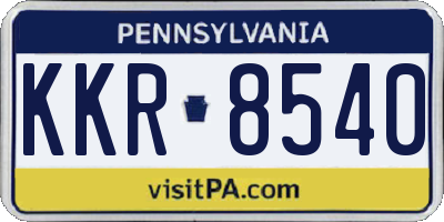 PA license plate KKR8540