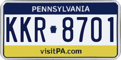 PA license plate KKR8701