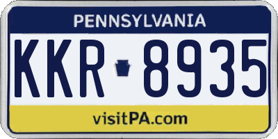 PA license plate KKR8935
