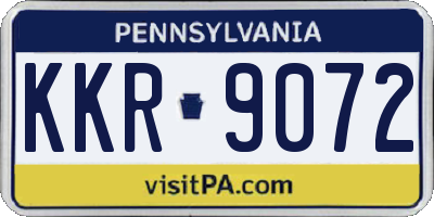 PA license plate KKR9072