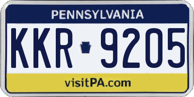 PA license plate KKR9205