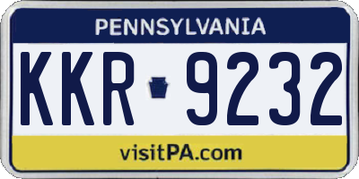 PA license plate KKR9232