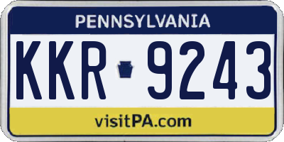 PA license plate KKR9243