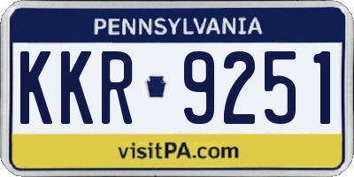 PA license plate KKR9251