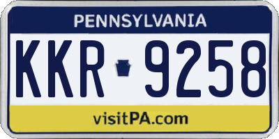 PA license plate KKR9258