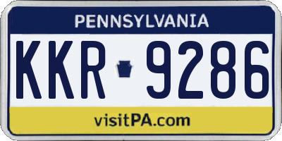 PA license plate KKR9286