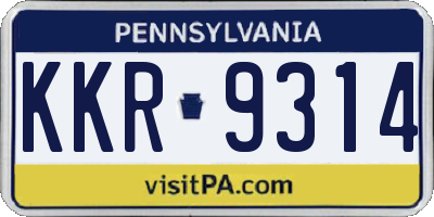 PA license plate KKR9314