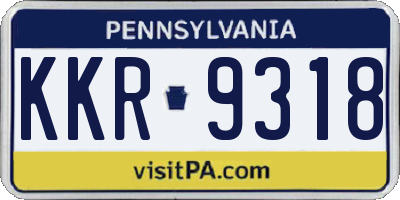 PA license plate KKR9318