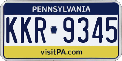 PA license plate KKR9345