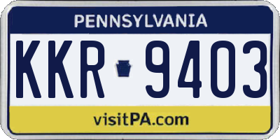 PA license plate KKR9403