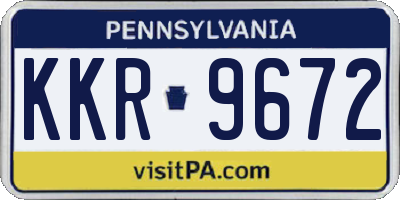 PA license plate KKR9672