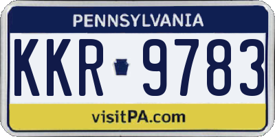 PA license plate KKR9783