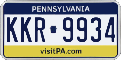 PA license plate KKR9934