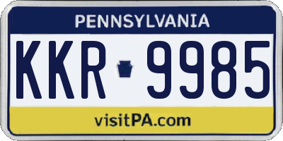 PA license plate KKR9985