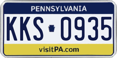 PA license plate KKS0935