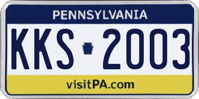 PA license plate KKS2003