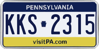 PA license plate KKS2315