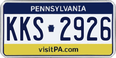 PA license plate KKS2926