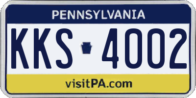 PA license plate KKS4002