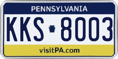 PA license plate KKS8003