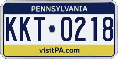 PA license plate KKT0218