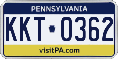 PA license plate KKT0362