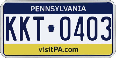 PA license plate KKT0403