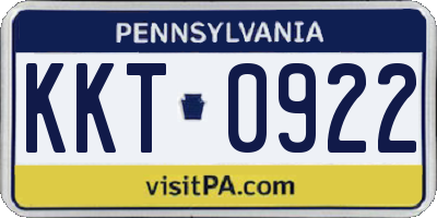 PA license plate KKT0922