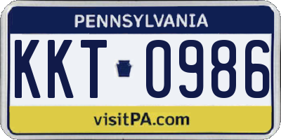 PA license plate KKT0986
