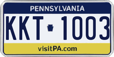 PA license plate KKT1003
