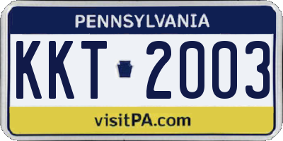 PA license plate KKT2003