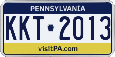 PA license plate KKT2013