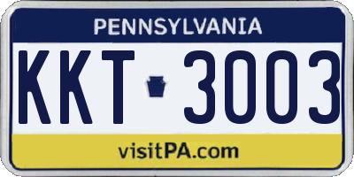 PA license plate KKT3003