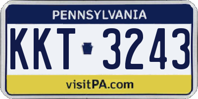 PA license plate KKT3243