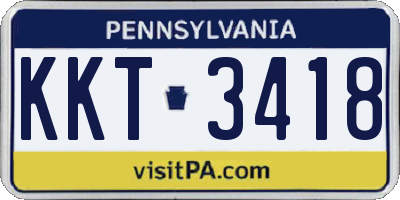 PA license plate KKT3418