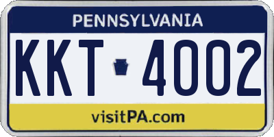 PA license plate KKT4002