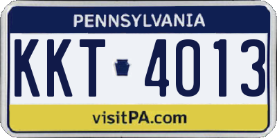PA license plate KKT4013