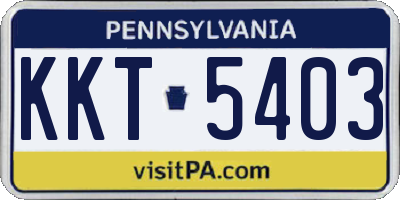 PA license plate KKT5403
