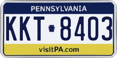 PA license plate KKT8403
