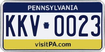 PA license plate KKV0023