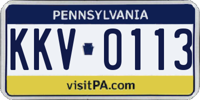 PA license plate KKV0113