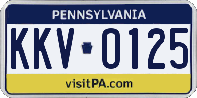 PA license plate KKV0125