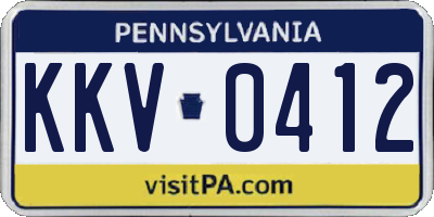 PA license plate KKV0412