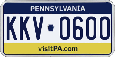 PA license plate KKV0600
