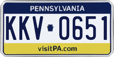 PA license plate KKV0651
