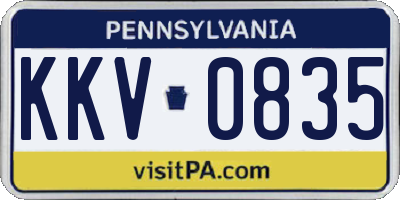 PA license plate KKV0835